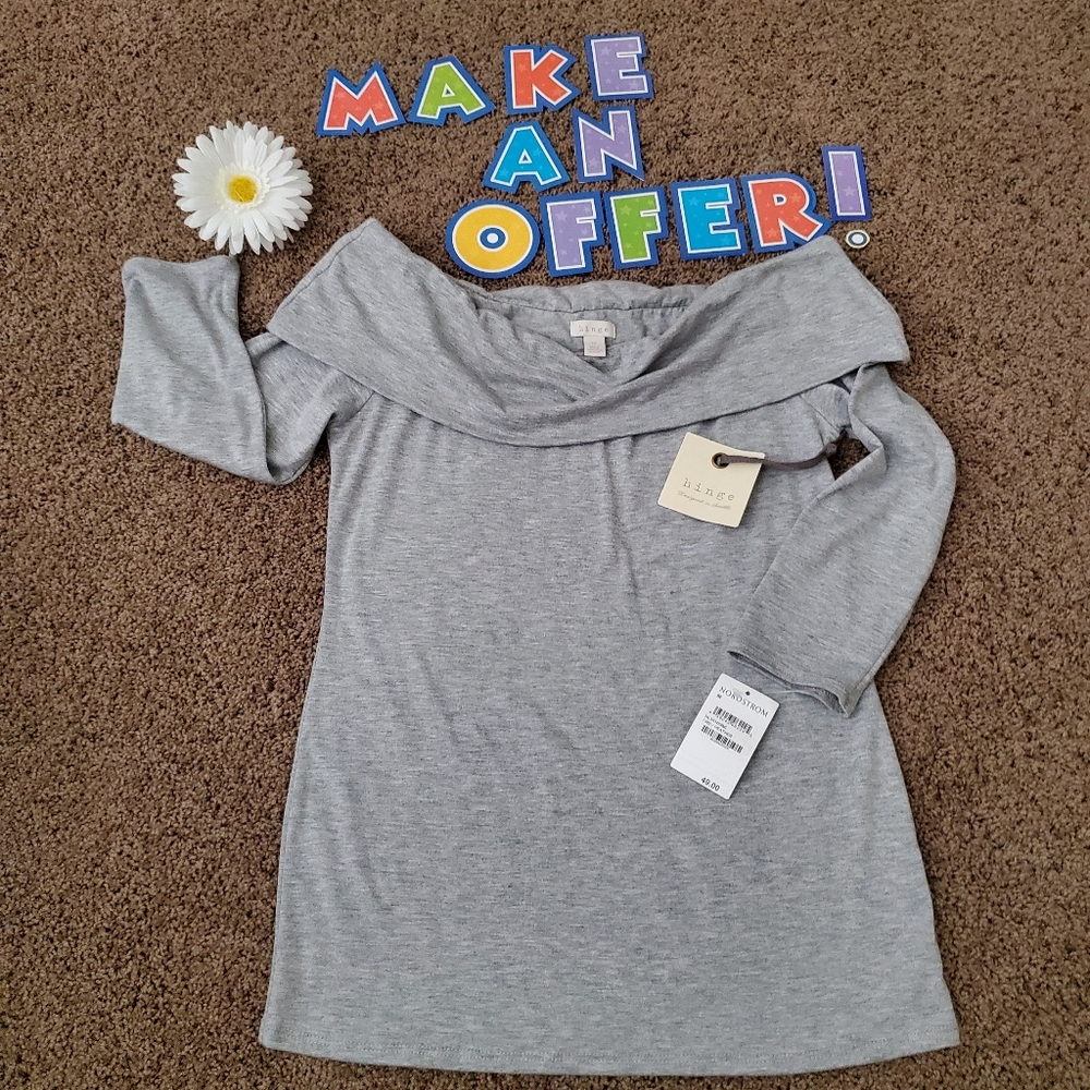 NWT Hinge off the shoulder mid sleeve top